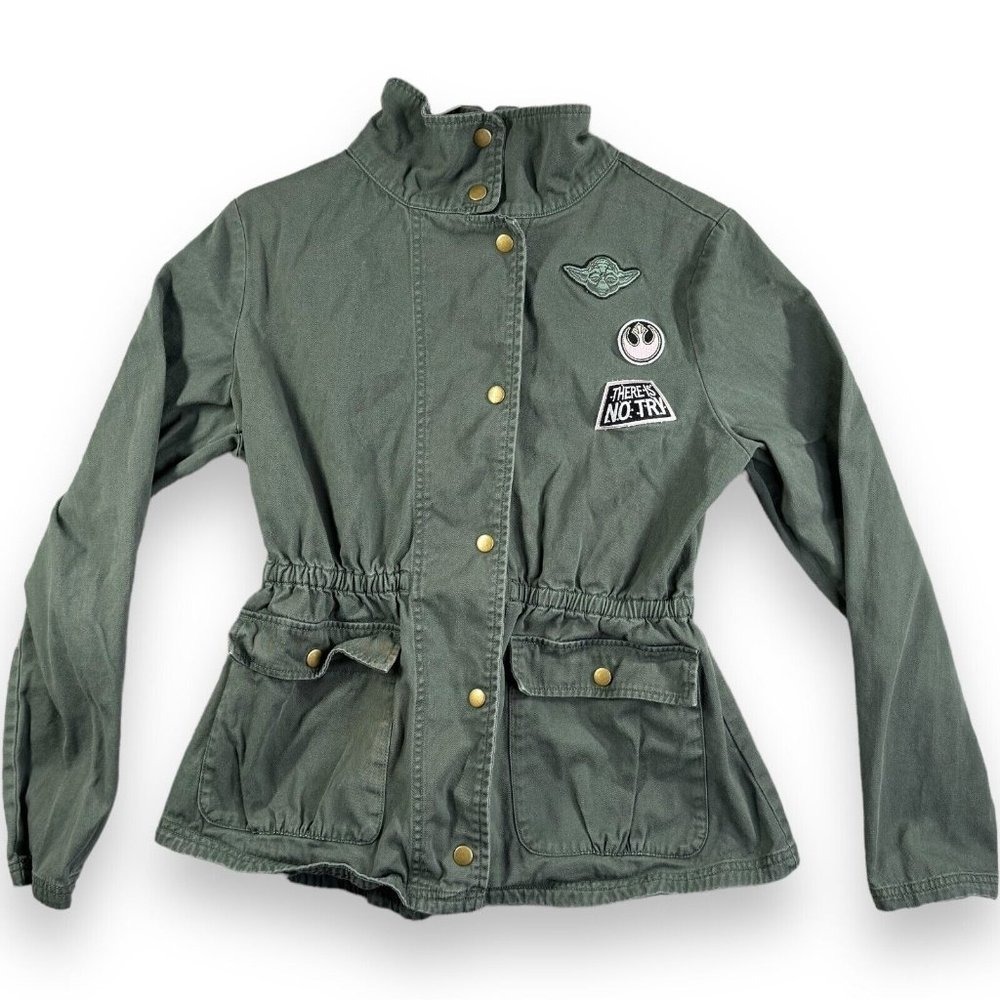 Star Wars Her Universe Rebel Army Utility Jacket Green Military Snap Womens M